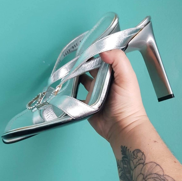 Pair of Casadei Heels 10B Silver - Picture 6 of 6